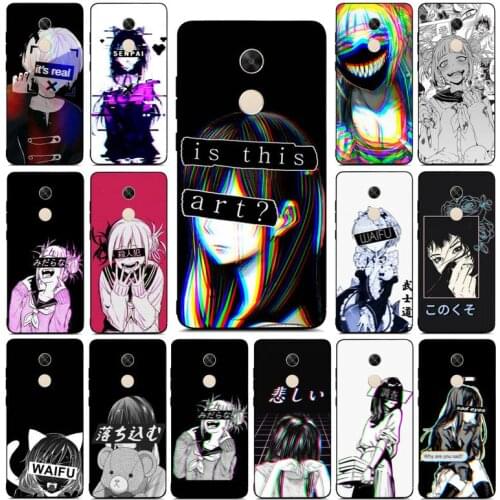 YNDFCNB Sad Anime Aesthetic Senpai Phone Case for RedMi note 4 5 7 8 9 pro 8T 5A 4X case
