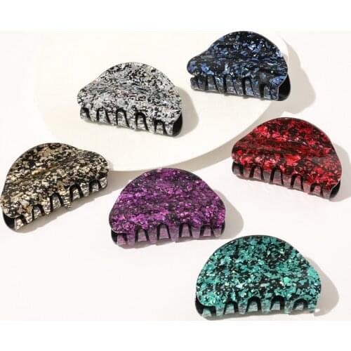 Fashion Sequined marble stripes Acrylic Solid color shining Hairpin Bath Pan Hair Claw For Women girl Hair accessories Headdress