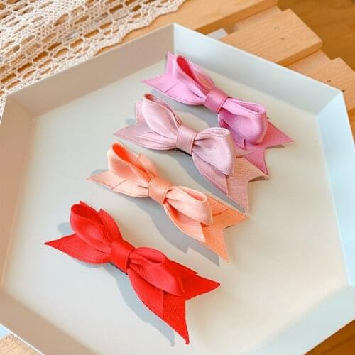2021 Children Cute Colors Double Bow Ornament Hair Clips Baby Girls Lovely Sweet Barrettes Hairpins Kids Hair Accessories