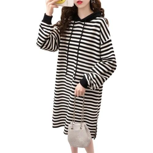 Women Plus Fleece Hoodies Sweatershirts Spring Autumn Striped Thread Jacket Women Lazy Wind Loose Casual Feminine Pullover Top