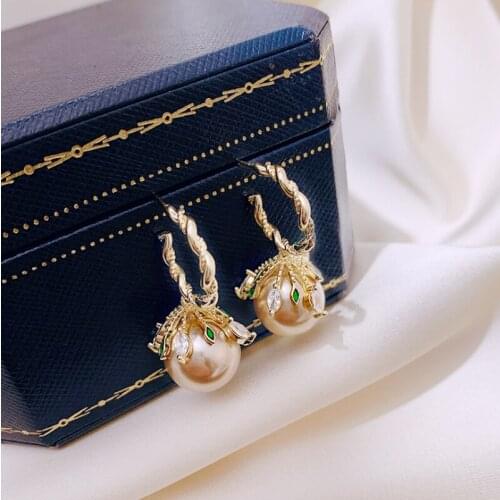 Temperament Sweet Imitation Pearl Flower Drop Earrings Elegant Bride Engagement Wedding Jewelry