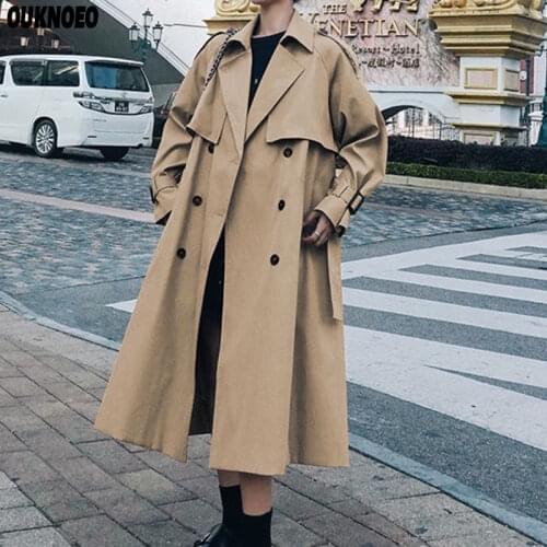 Women Coat Autumn 2021 Fashion Korean Style Plus size Windbreaker Mid-length Belt Coat Cloak Casual Elegant Formal Loose Coat