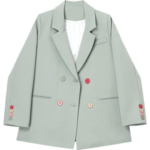 FTLZZ Spring Autumn Women Long Sleeve Single Breasted Solid Blazer Office Lady Notched Collar Vintage Fashion Loose Blazer