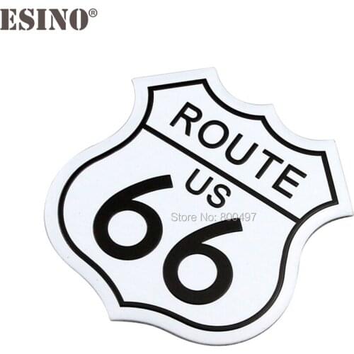 10 x Car Body US Route 66 Expressway Sign Metal Chrome Aluminium Alloy 3D Emblem Badge Sticker Decal Car Styling Auto Accessory