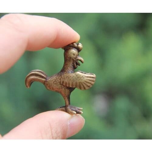 4.5 CM Pure Bronze Chinese Zodiac Animal chook chicken rooster sculpture Amulet