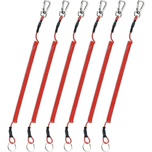 6pcs Fishing Coiled Lanyard Heavy Duty Safety Boating Rope Retractable Wire Fishing Tools Lanyards