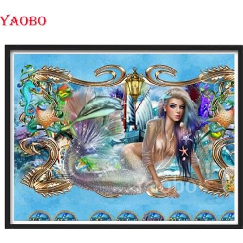Diamond Painting Mermaid Dolphin Starfish,5d Diy Daimond Embroidery Full Round Mosaic Diamond Inlaid Pattern,Children Gift
