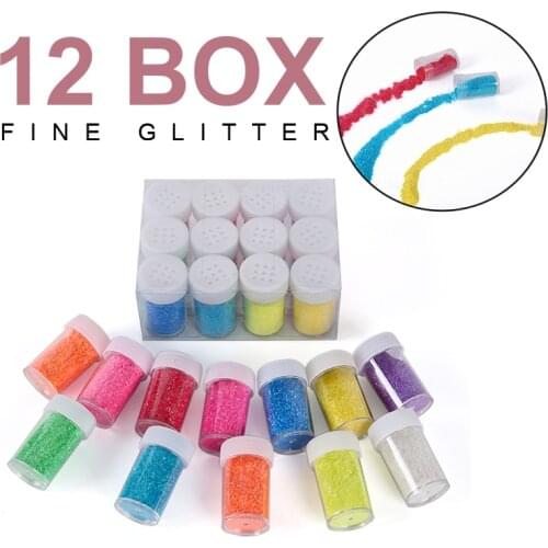 Fine Glitter Powder Sequin 12 Assorted Color With Box For Crafts Paint Printing Nail Arts Dust Handmade DIY Decoration