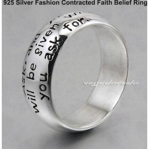 Shiny Fashion Contracted Ring Solid 925 Sterling Silver Cool Knights Faith Belief Ring Thought Power Ring Couples Ring 8E4VC