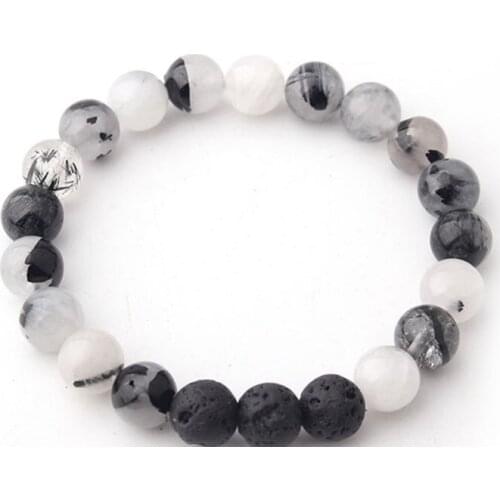 8mm balck crystal rope Chakra Healing Reiki Buddha Prayer Yoga Bracelet tfdg3 adjusted Macrame Matte Volcanic Stone Bangles