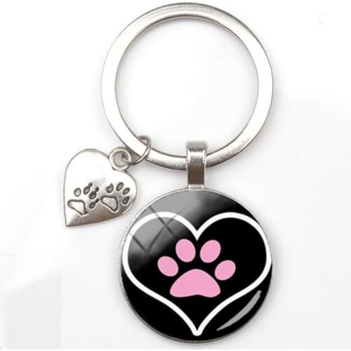 New Love Pendant Keychain Paw Print Key Ring Dog Couple Silver Plated Keychain To Friends Christmas Gifts for Friends