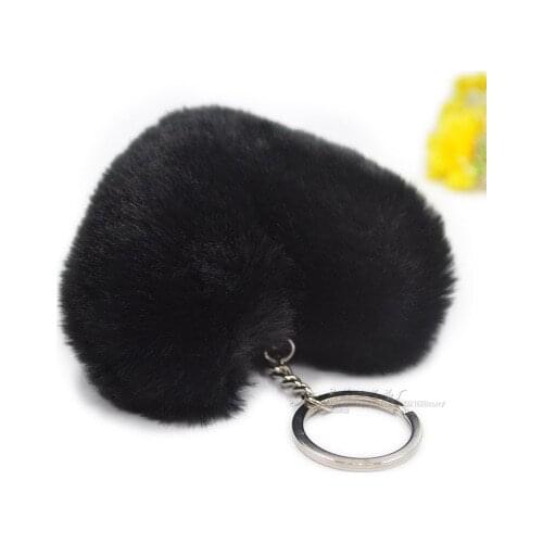 Fluffy pompom Keychain Gifts for Women Soft Heart Shape Pompon Fake Rabbit Key Chain Ball Car Bag Accessories Key Ring