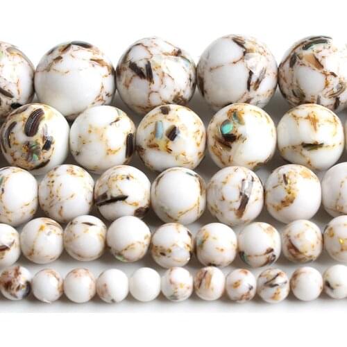 4/6/8/10/12mm White Howlite Stone Beads Round Loose Shell Beads for Jewellery Making Bracelet Necklace 15'' Strand