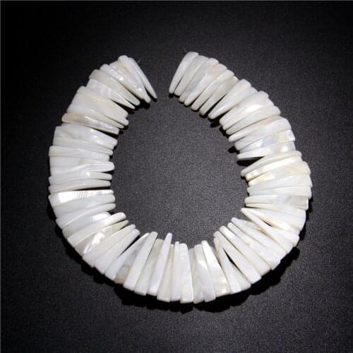 Natural Mother of Pearl Shell Beads Sharp Long Teeth Shape Shell Strip Bead for Jewelry Making DIY Bracelet Necklace Strand 15