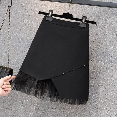 Black Mini Plus Size Oversized 5Xl Large Korean Fashion High-Waisted Vintage Summer WomenS Clothing Skirt Vetement Femme 2021