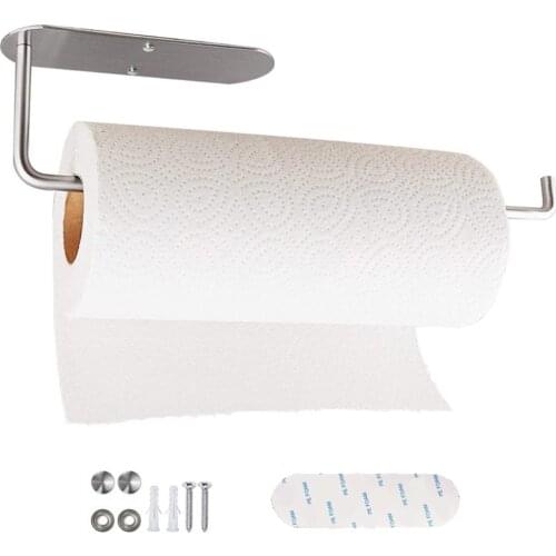 Paper Towel Holder Self Adhesive or Drilling Under Cabinet Paper Towel Holder for Kitchen Bathroom
