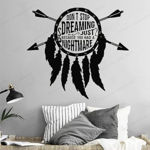 Dream Vinyl Wall Decal Catcher don't stop dreaming quote wall sticker home decor HJ1141