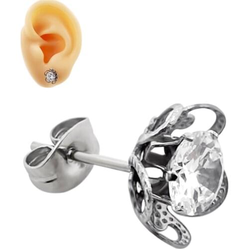 JHJT Ear Cartilage Earrings Bar 20G Surgical Steel CZ Helix Tragus Studs Earrings Piercing Body Jewelry Women Men