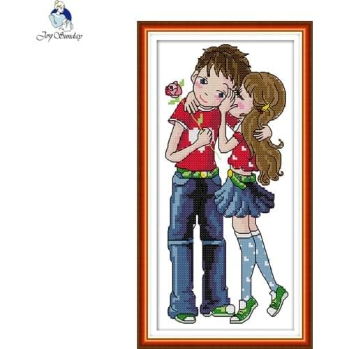 Joy Sunday Whisper Cartoon Style Cross Stitch Kits DMC 11CT Counted Cloth and 14CT Printed Cross-stitch Embroidery Needlework