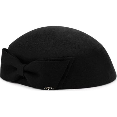 Kagenmo Painter Hat Bow-Knot Women Winter Cap Autumn Keep Warm Woolen Adjustable Casual Fashion Dress