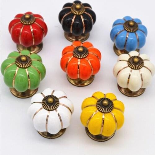 Ceramic Drawer Knobs Furniture Cabinet Knobs and Handles Pumpkin Knobs Cabinet Pulls for Children Room