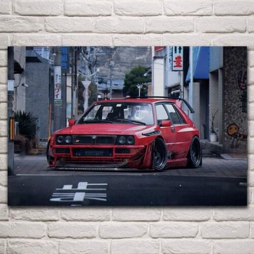 Classic widebody sport vehicle red low ride cars posters on the wall picture home living room decoration for bedroom KM416
