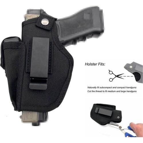 800D Gun Holster Concealed Gun Carry Universal Magazine Pouch Tactical Pistol Case Belt Waist Holster with Metal Clip