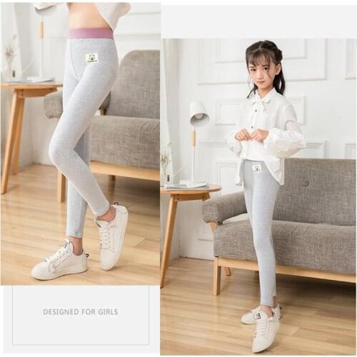 Kid Leggings For Girls Cotton Toddler Solid Pattern Leggings Pants Children Stretchy Warm Trousers Winter Warm Girls Pants