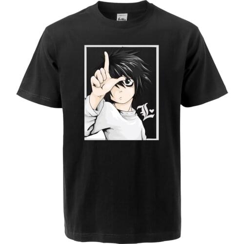 2019 Summer Fashion Men T-Shirt Japanese Anime Death Note Printed Cotton High Quality Shirts Hip Hop Style Harajuku Tops Tees