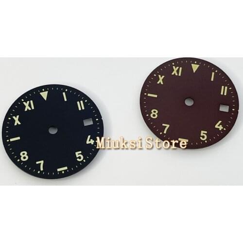 28.5mm Brown/Black Mens Watch Dial fit Miyota 8205 8215 821A DG Mingzhu2813 3804 ETA 2824 2836 movement
