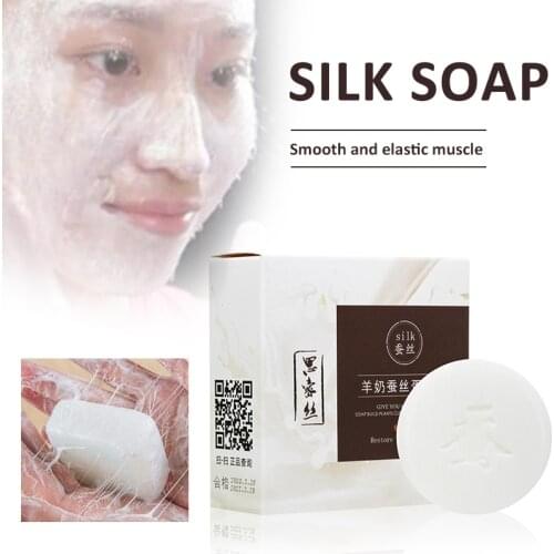 Goat Milk Soap Remove Acne Oil-Control Shrinks Skin Pores Natural Handmade Soap Silk Soap Cleaning Bath Handwashing Face TXTB1