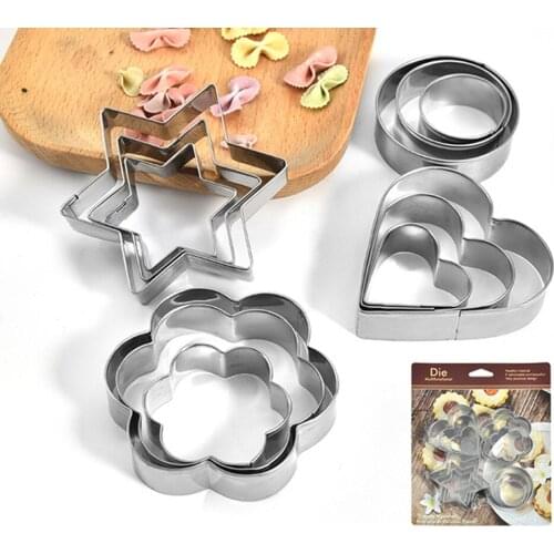 12pcs Cookie Cutter Set Die Cut 3D DIY Baking Mold Stainless Steel Biscuit Maker Cake Decoration Tool Kitchen Utensil