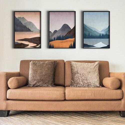 Boho Mountain Scene Wall Art Prints Posters Abstract Canvas Paintings Landscape Pictures For Living Room Scandinavian Home Decor