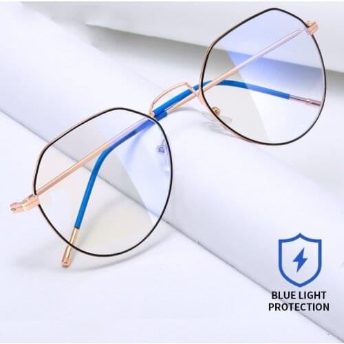 Anti Blue Light Blocking Glasses for Women Men Anti-Radiation Metal Frame Computer Gaming Eyewear Non Graded Replaceable Lens