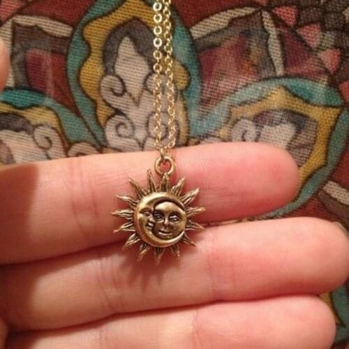 Stainless Steel Sun and Moon Necklace For Women Men Chram Gold Chain Necklace Pendents Collier Femme 2021 BFF Boho Jewelry Gift