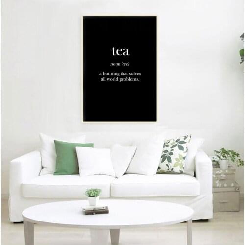 Cuadros Decoracion Salon Tea Coffee Poster Canvas Painting Nordic Wall Art Canvas Painting Black and White Quotes Decor kitchen