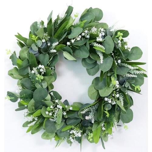 Rattan Ring Simulation Garland Hanging Wreath Wedding Decoration Door Leaves Window Natural Ornaments Plant Artificial Flower