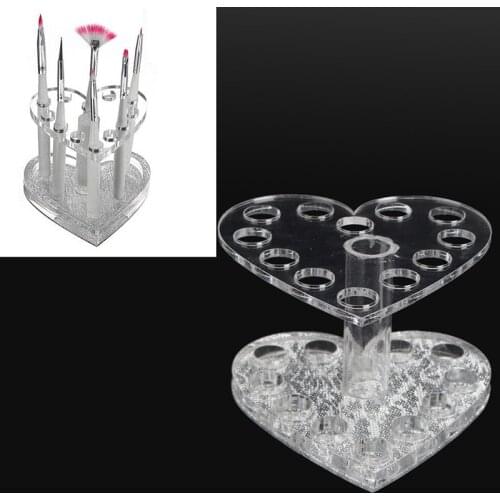 Nail Pen Display Stand Makeup Cosmetic Holder Showing Shelf Clear Nail Polish Varnish Display Heart Insert Pen Acrylic Nail Tool