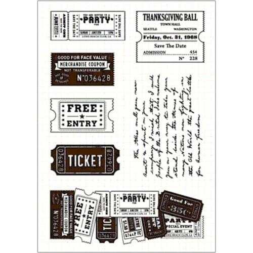 Retro Ticket Clear Stamps for DIY Scrapbooking Card Transparent Rubber Stamps Making Photo Album Craft New Stamps Decoration