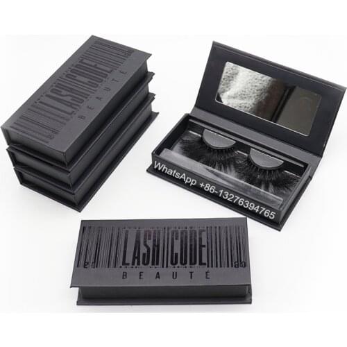 Luxury Black Mink Eyelashes Packaging Box With Mirror Natural Wispy Fluffy Dramatic Volume Fake Lashes Custom Lashes Package