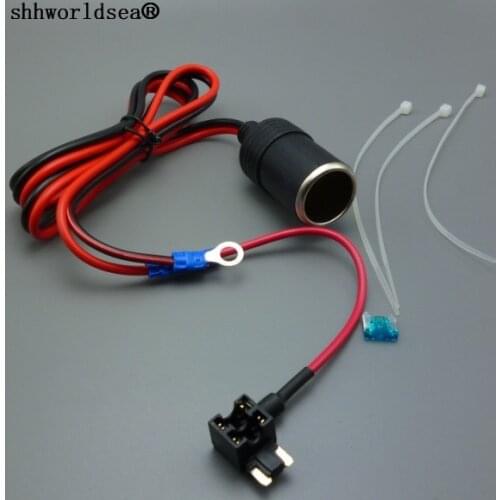 Shhworldsea 1set 1M 1.5mm2 Car Cigarette Cigar Lighter DC12V Extension Micro Fuse Tap Holder Lead
