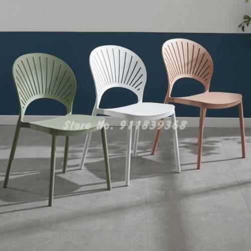 Modern minimalist plastic chair home backrest dining chair hollow creative leisure net red Nordic shell dining chair