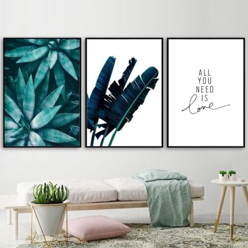 Tropical Green Plant Banana Leaf Quote Wall Art Canvas Painting Nordic Posters And Prints Wall Pictures For Living Room Decor
