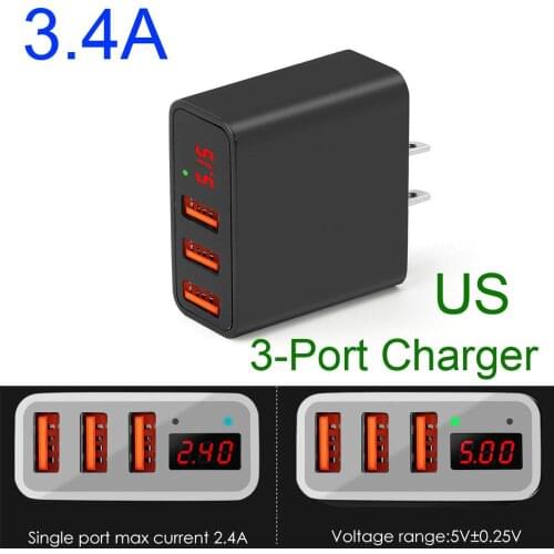 Smart 3.4A Quick Charger USB Phone Battery Charging Adapter Mobile QC Wall Travel EU / US PLUG LED VOLT for iPhone iPad Samsung