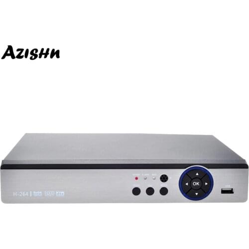 AZISHN 8CH HD AHD/TVI/CVI/CVBS/IP AHD DVR H.264 5IN1 Hybrid 8CH/4MP CCTV Digital Video Recorder for Surveillance Camera System