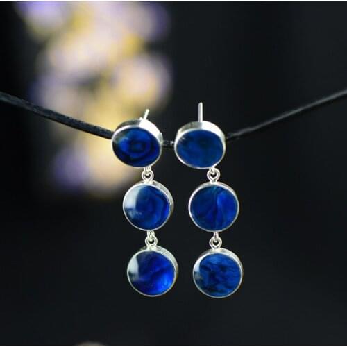 2018 new products S925 silver jewelry female Abalone Shell Earrings original classical handmade mosaic earrings earrings