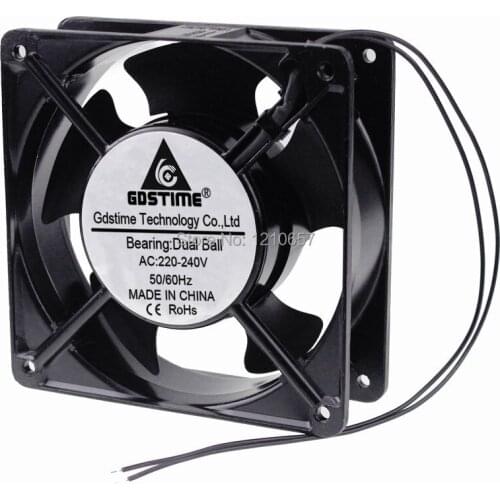 1 pieces Gdstme AC 220V 240V 2 wire 12cm 12038s 120x120x38mm Ball Metal Industrial Cooling Fan
