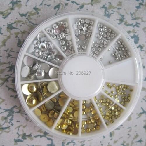 1PC OD-134 3D Resin Gold and Silver Pearl Decoration in wheel Shiny Nail Decoration Lovely Outlooking