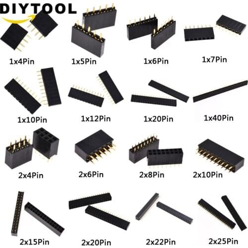 10PCS 1X4 to 1X40 PIN 2X4 to 2X25 Pins Single Double Row Straight PIN 2.54MM 2.0MM Pin Header Strip Connector Socket FOR arduino