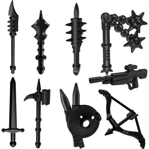 10pcs/lot Medieval Weapons Bow and Arrow Fork Sword Ax MOC Building Blocks Bricks Figures Toys for boy